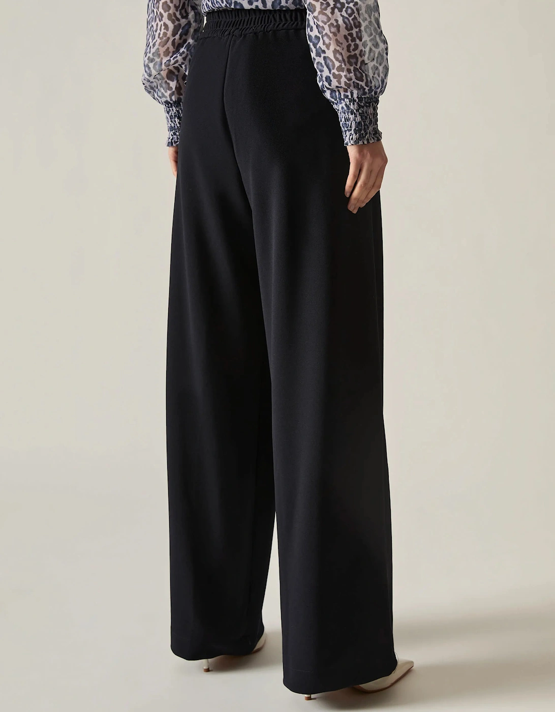 Navy Wide Leg Suit Trousers