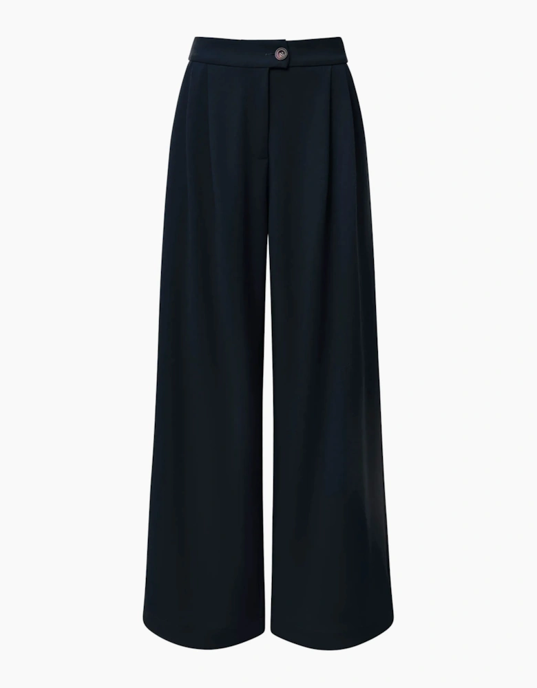 Navy Wide Leg Suit Trousers