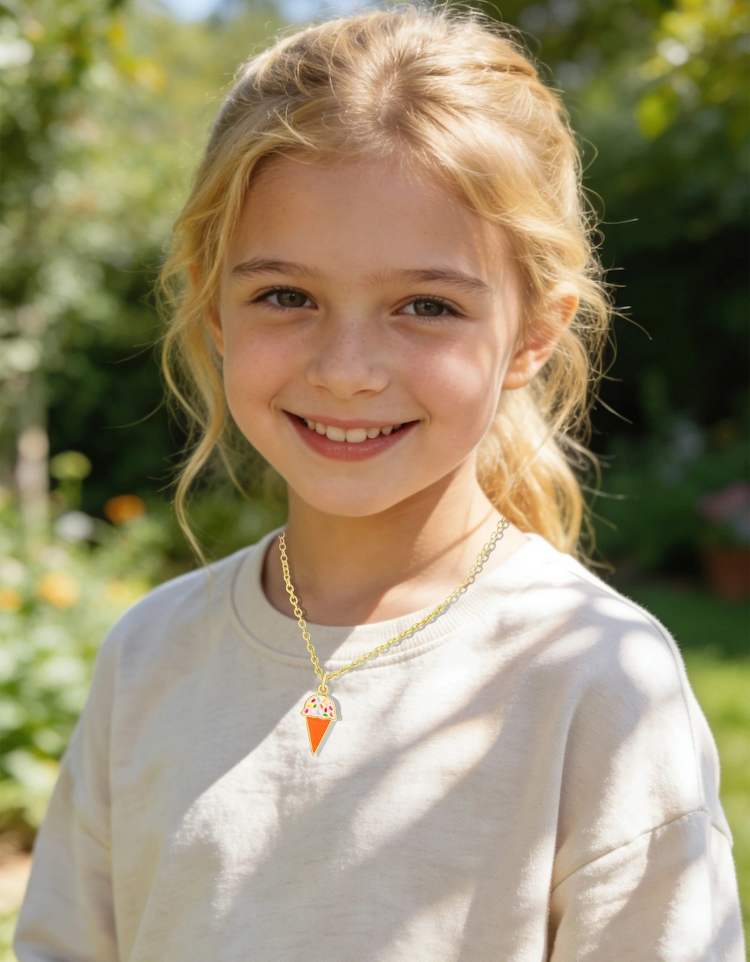 Secret Spoils Girls Ice Cream Necklace in Gold (40cm)
