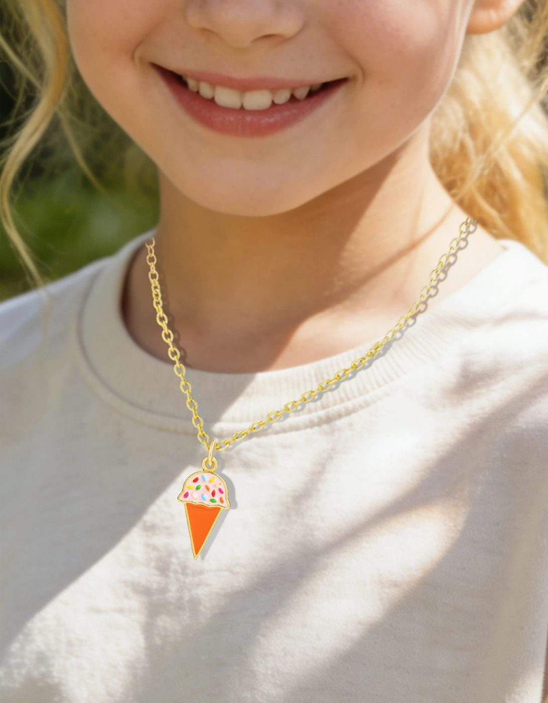 Secret Spoils Girls Ice Cream Necklace in Gold (40cm)