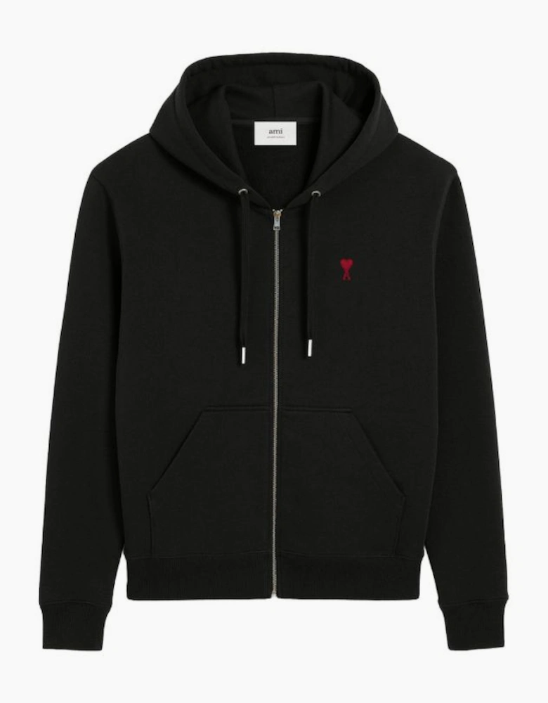 Ami Paris Logo Zip Hoodie Black