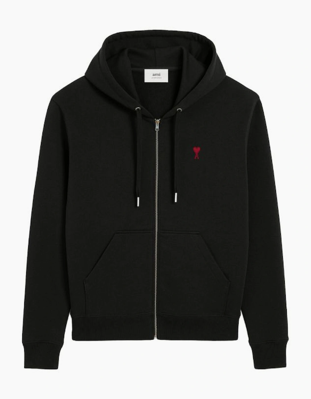 Ami Paris Logo Zip Hoodie Black