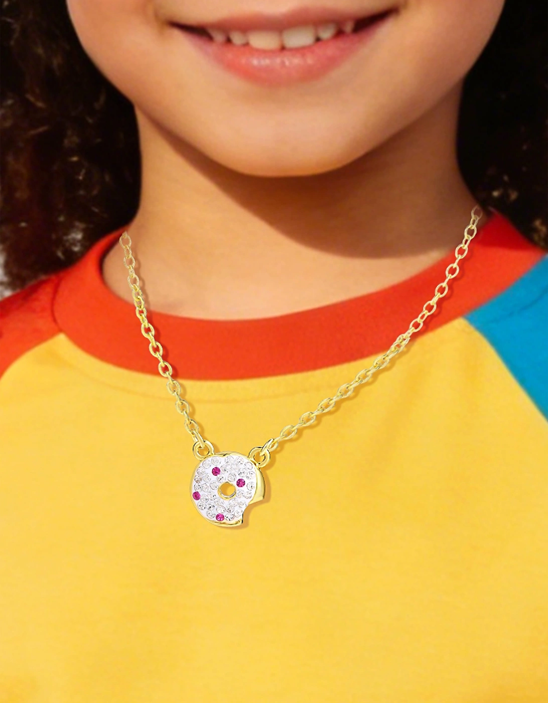 Secret Spoils Girls White Doughnut Necklace in Gold (40cm)