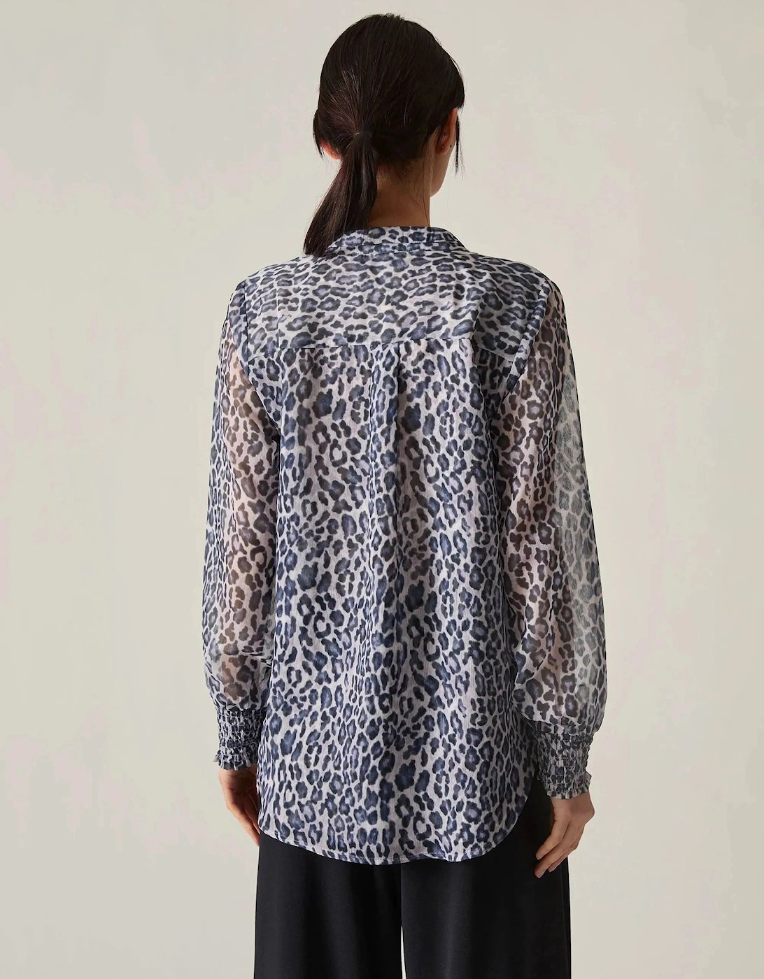 Blue Leopard Print Blouse