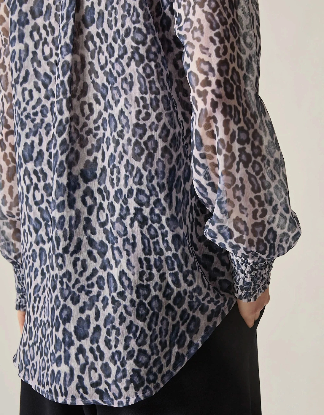Blue Leopard Print Blouse