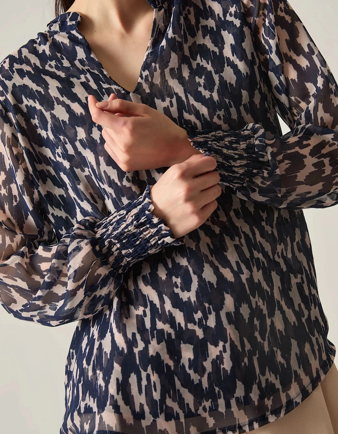 Navy Abstract Print Blouse