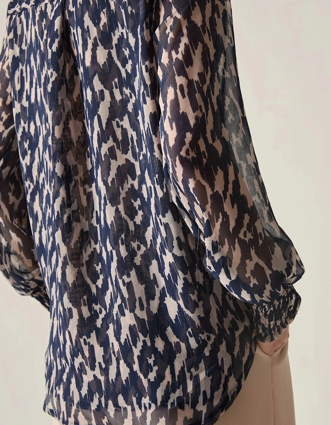 Navy Abstract Print Blouse