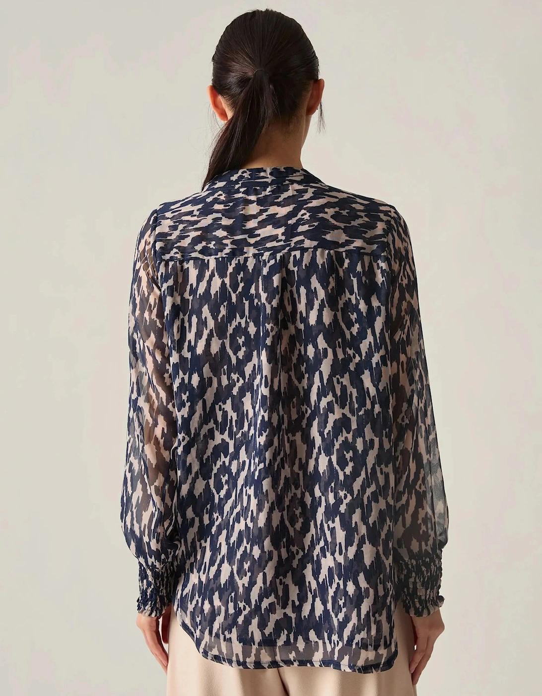 Navy Abstract Print Blouse
