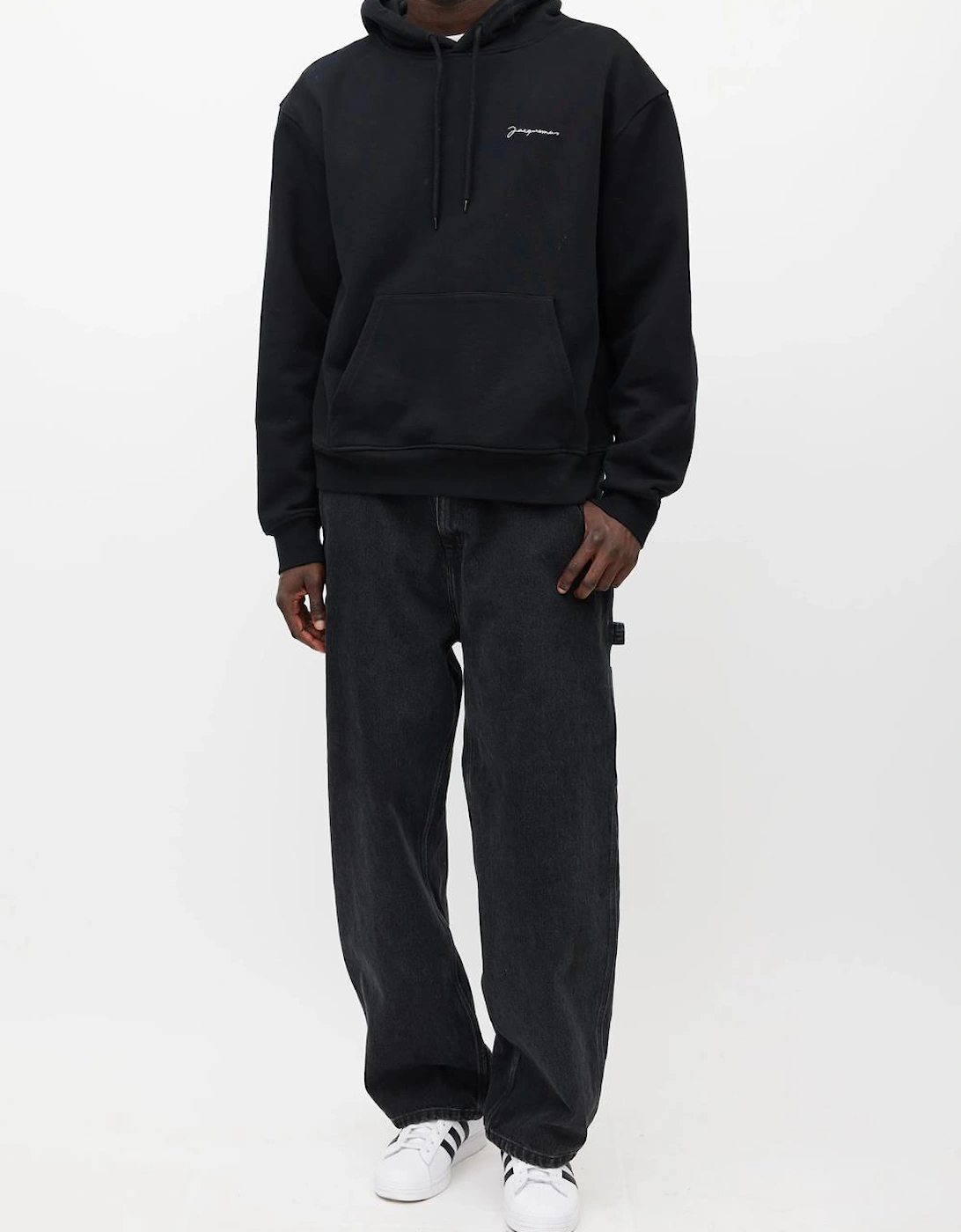Jacquemus Signature Embroidered Logo Hoodie in Black