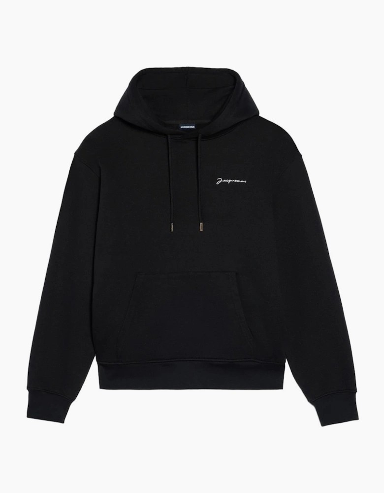 Jacquemus Signature Embroidered Logo Hoodie in Black