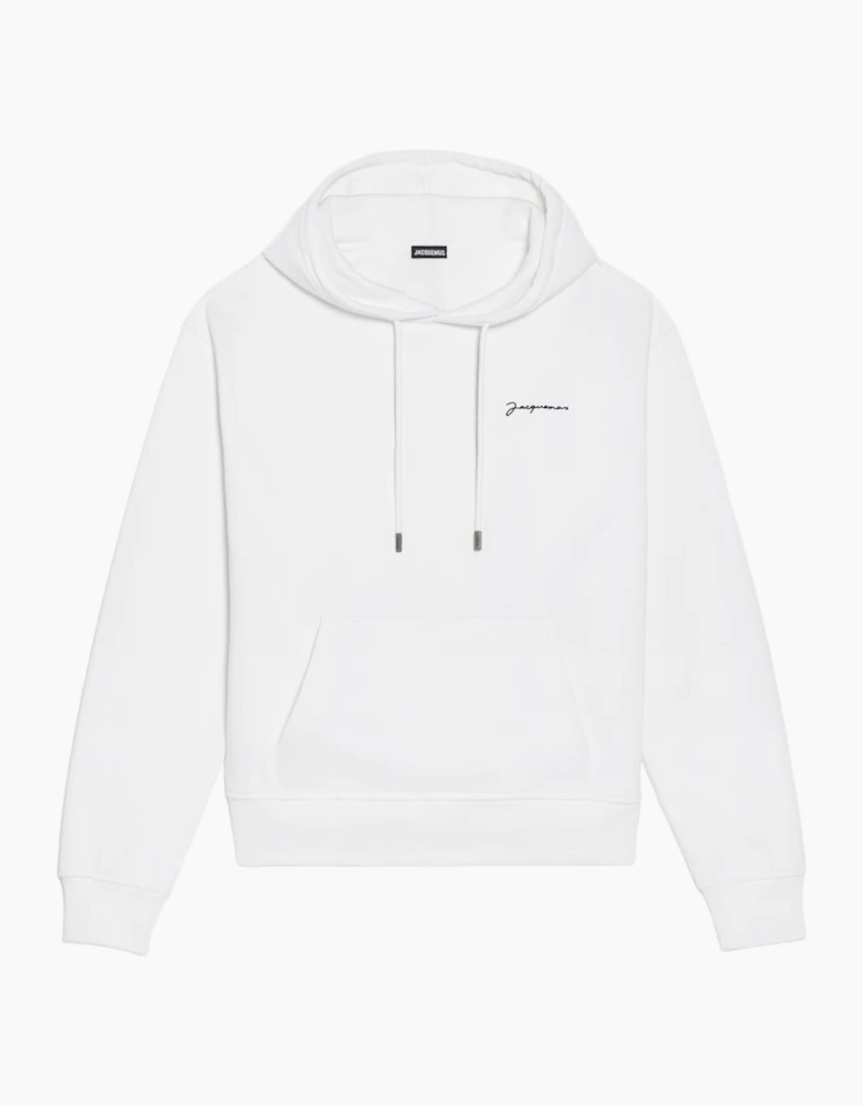 Jacquemus Signature Embroidered Logo Hoodie in White
