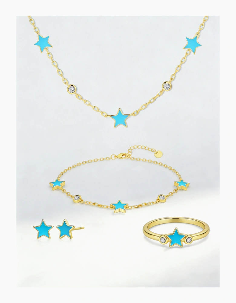 Secret Spoils Girls Blue Star 5 Piece Jewellery Set in Gold (40cm)