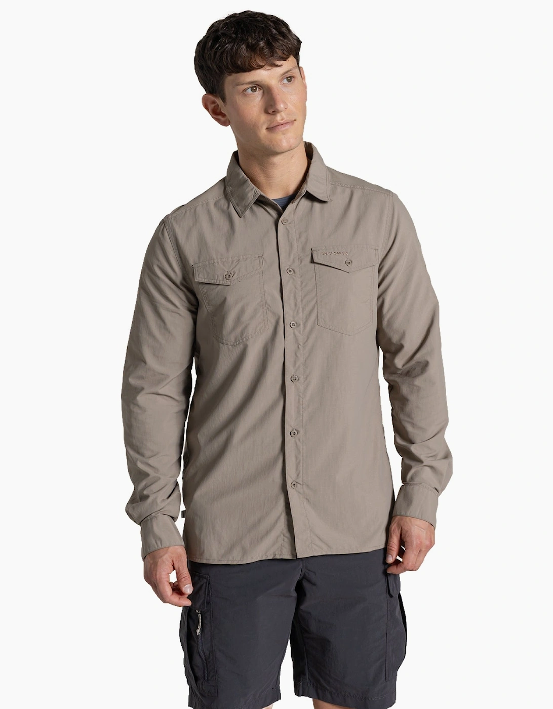 Craghoppers Men's Grey Nosilife Loukkos Long Sleeve Shirt  L