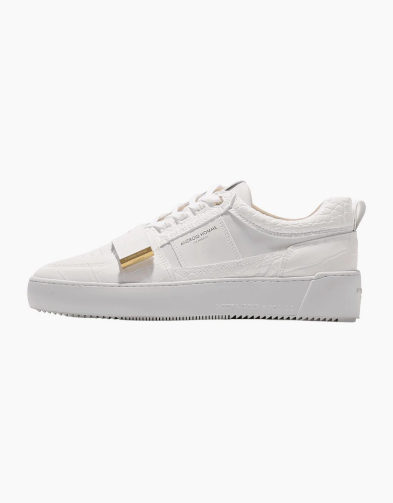 Point Dume Strap Emboss Patent Croc & Hardware White Trainer