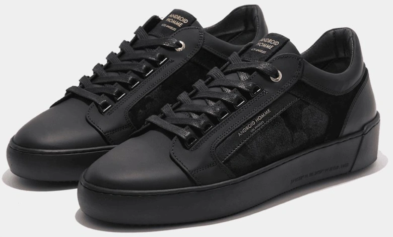 Venice Gomma Camo Black Leather Trainer