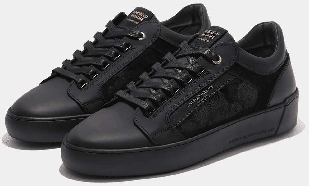 Venice Gomma Camo Black Leather Trainer