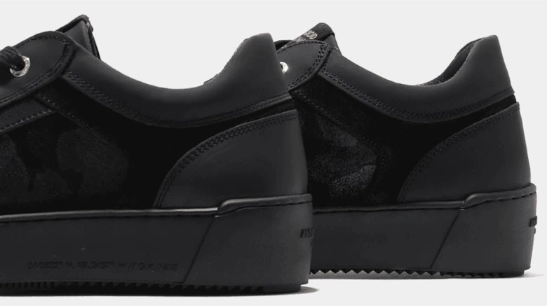 Venice Gomma Camo Black Leather Trainer