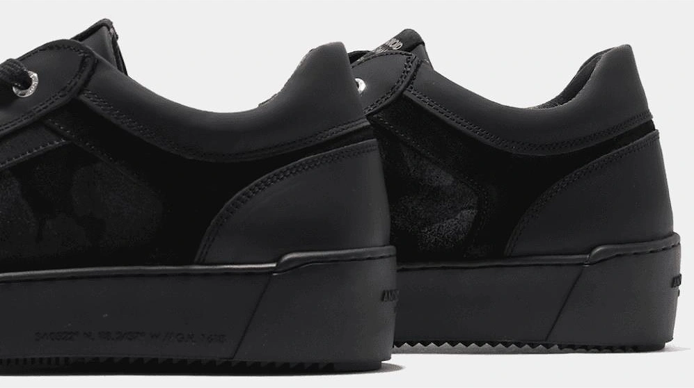 Venice Gomma Camo Black Leather Trainer