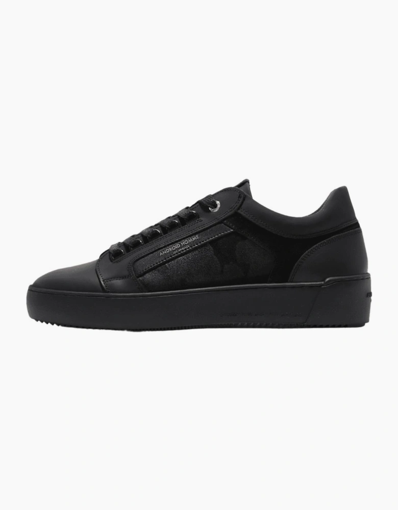 Venice Gomma Camo Black Leather Trainer