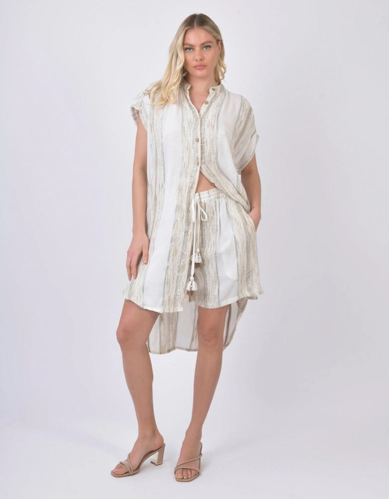 Long sleeveless top and shorts set