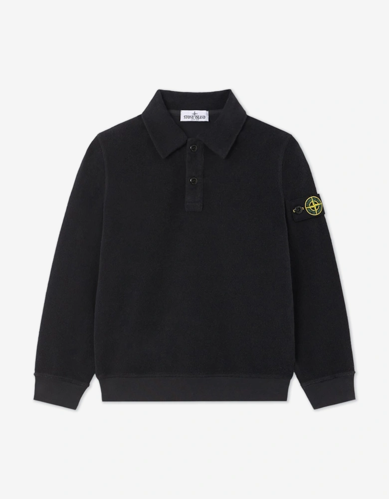 Stone Island Boys Cotton Polo Sweatshirt in Navy