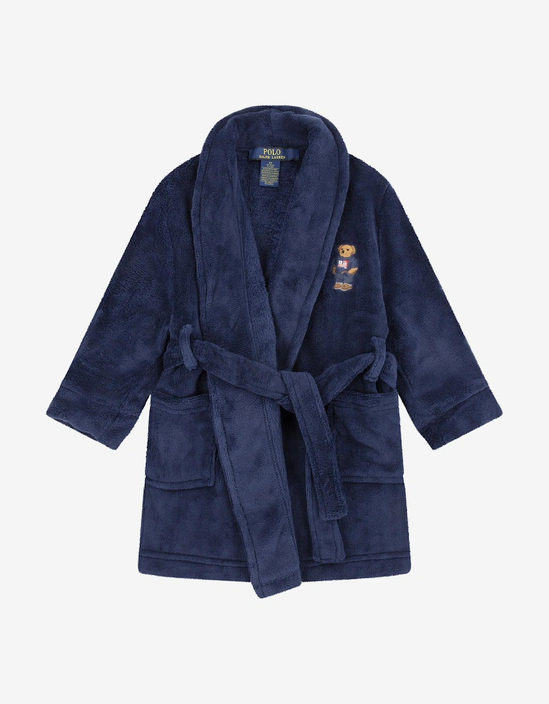 Ralph Lauren Boys Bear Patch Bathrobe in Navy, 5 of 4