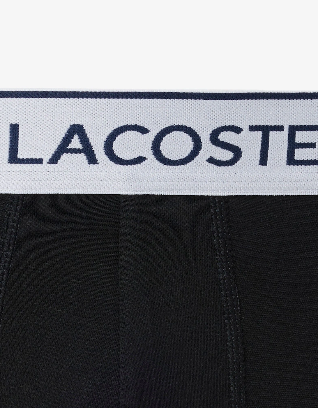 Lacoste 3-Pack Contrast Stripe Stretch Cotton Mens Trunks - Black 031