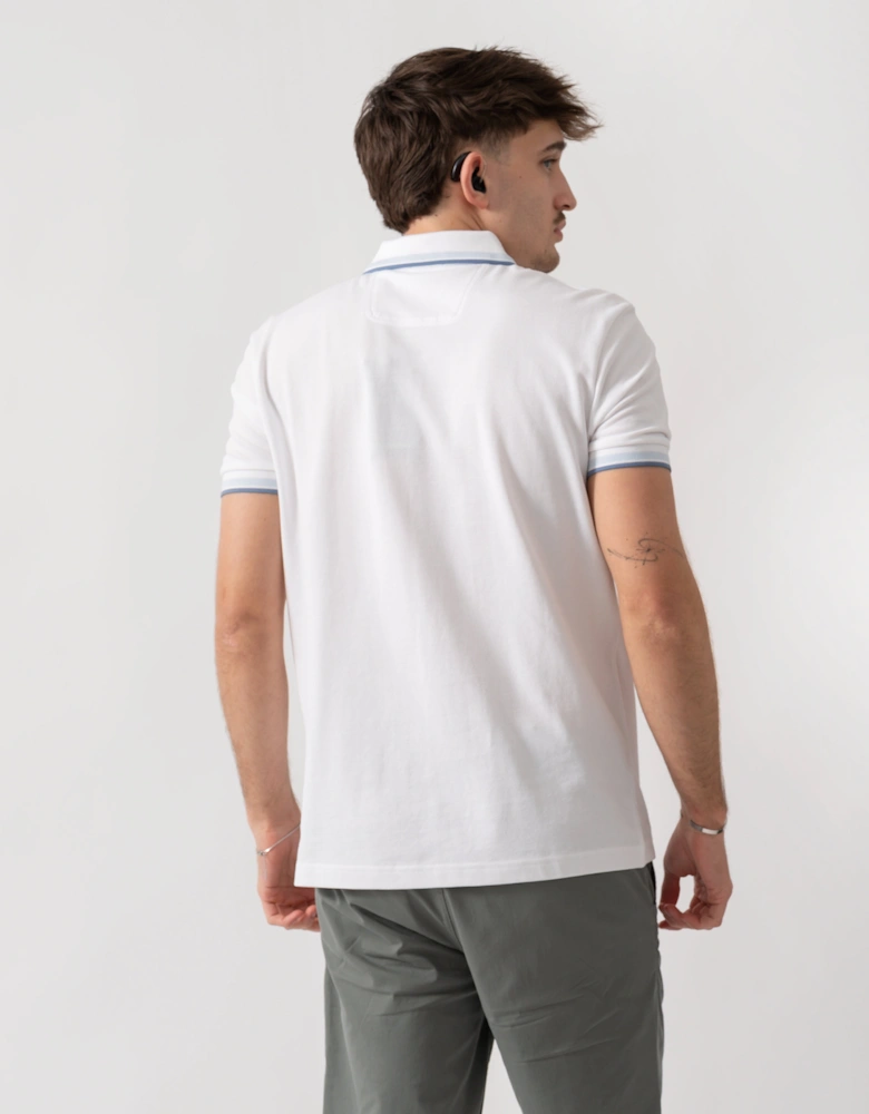 BOSS Green Paddy Mens Cotton-Piqué Polo Shirt with Contrast Logo - Open White 115