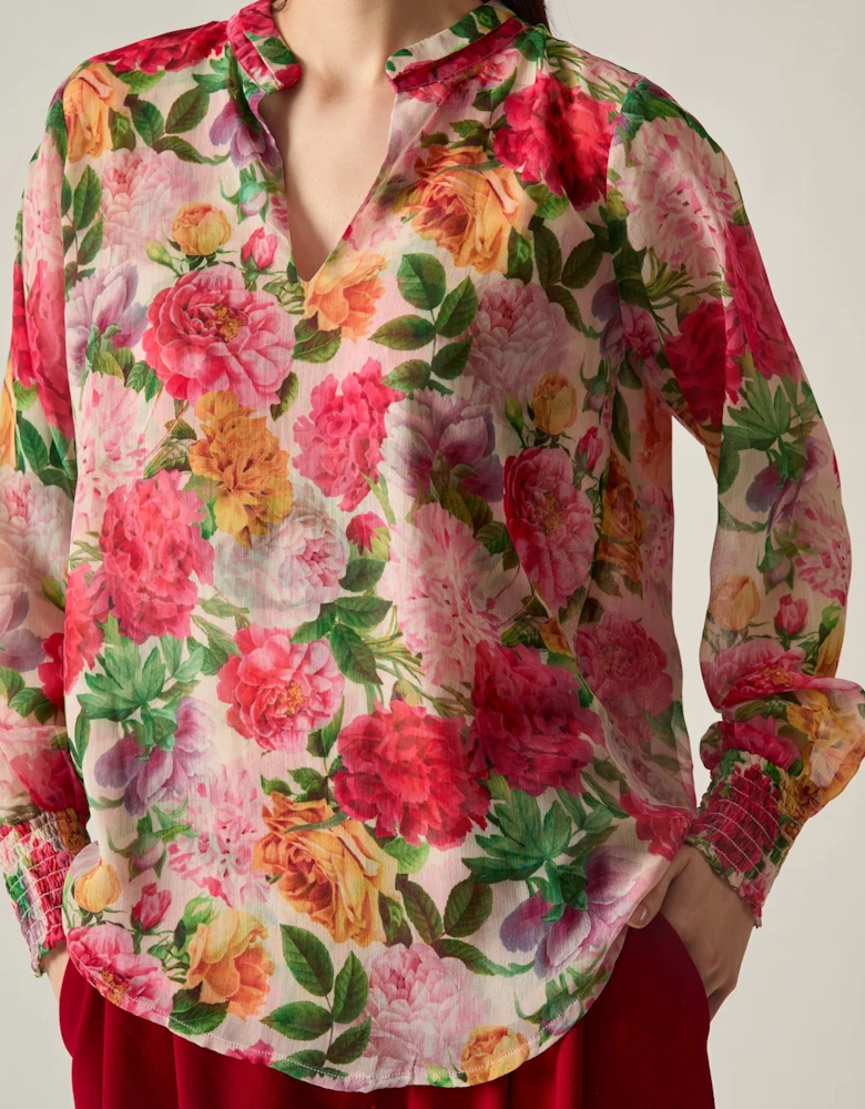 Botanical Floral Print Blouse