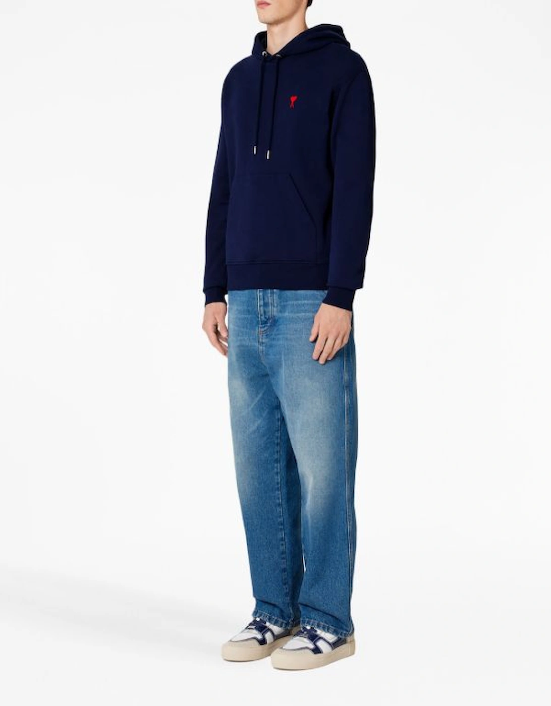 Ami Paris Logo Hoodie Navy