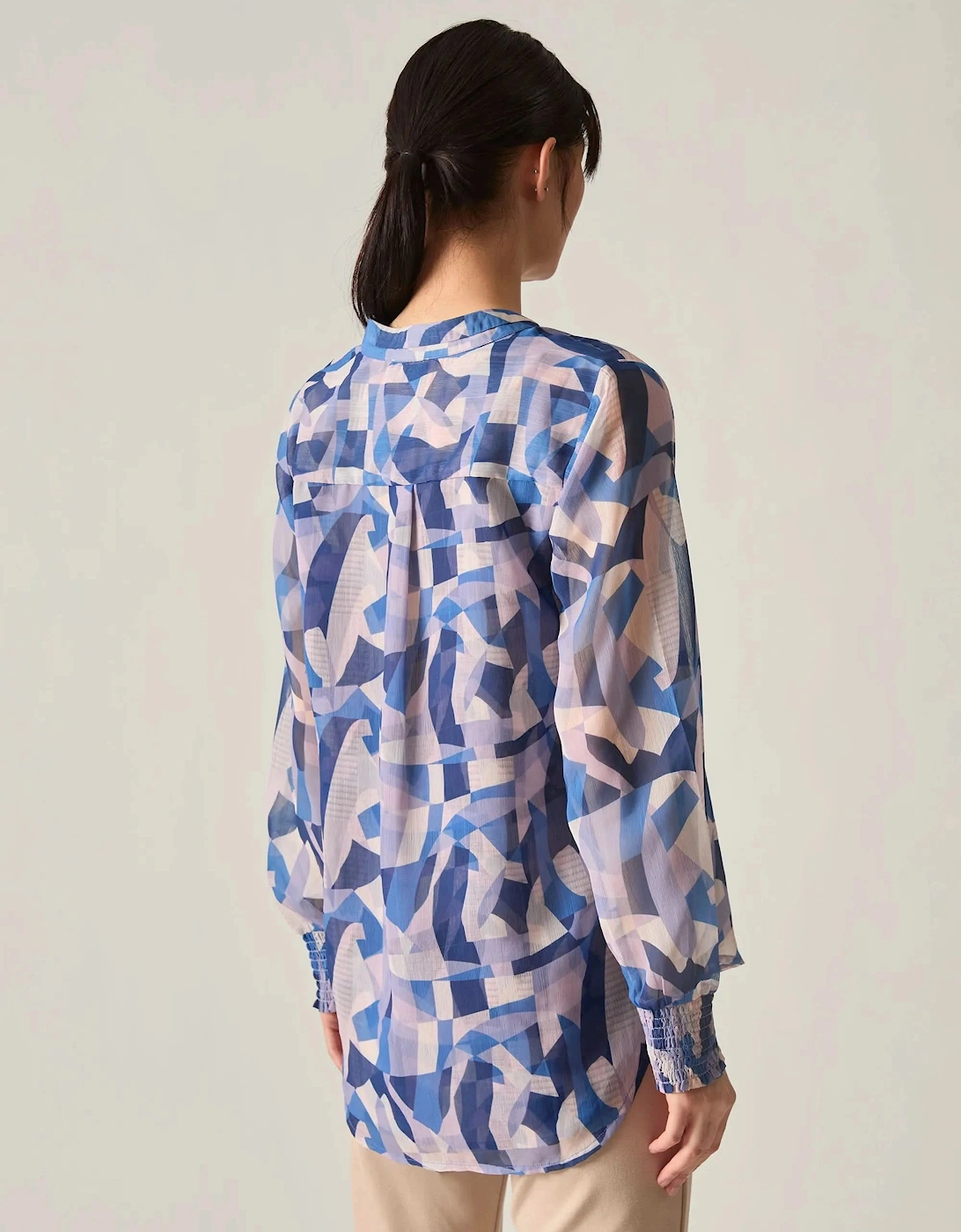 Blue Mosaic Print Blouse