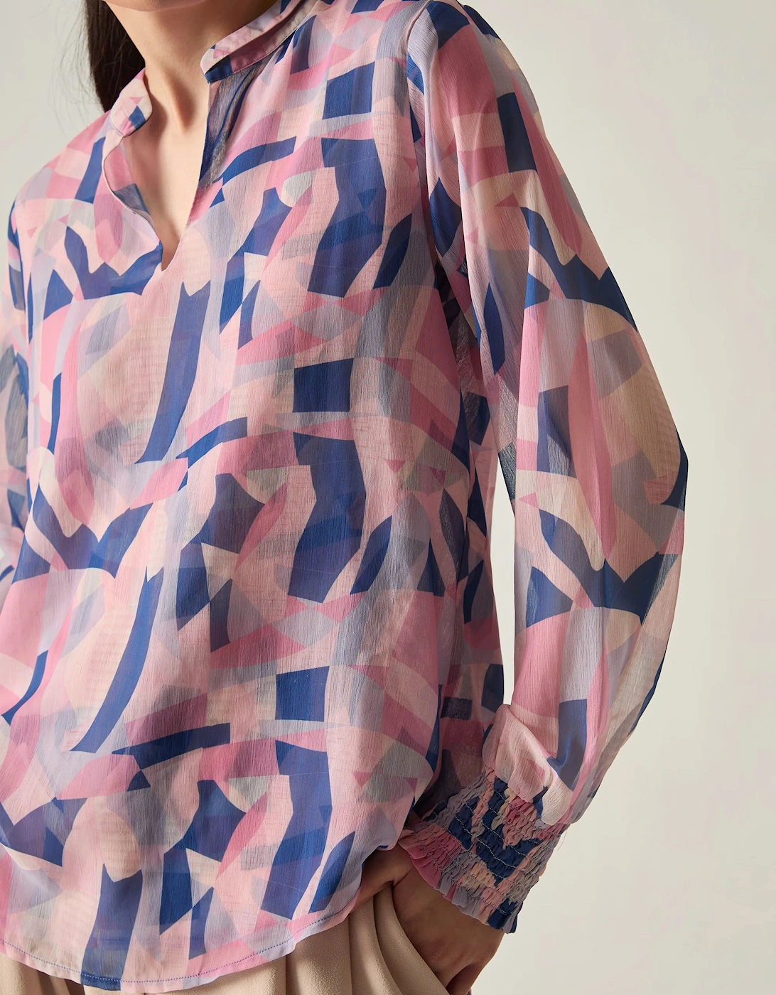 Pink Mosaic Print Blouse