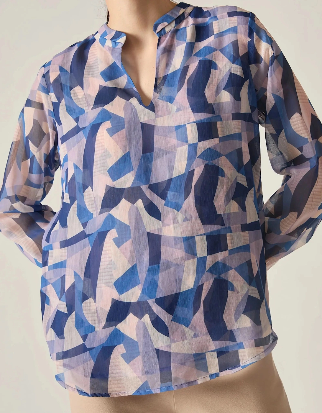Blue Mosaic Print Blouse