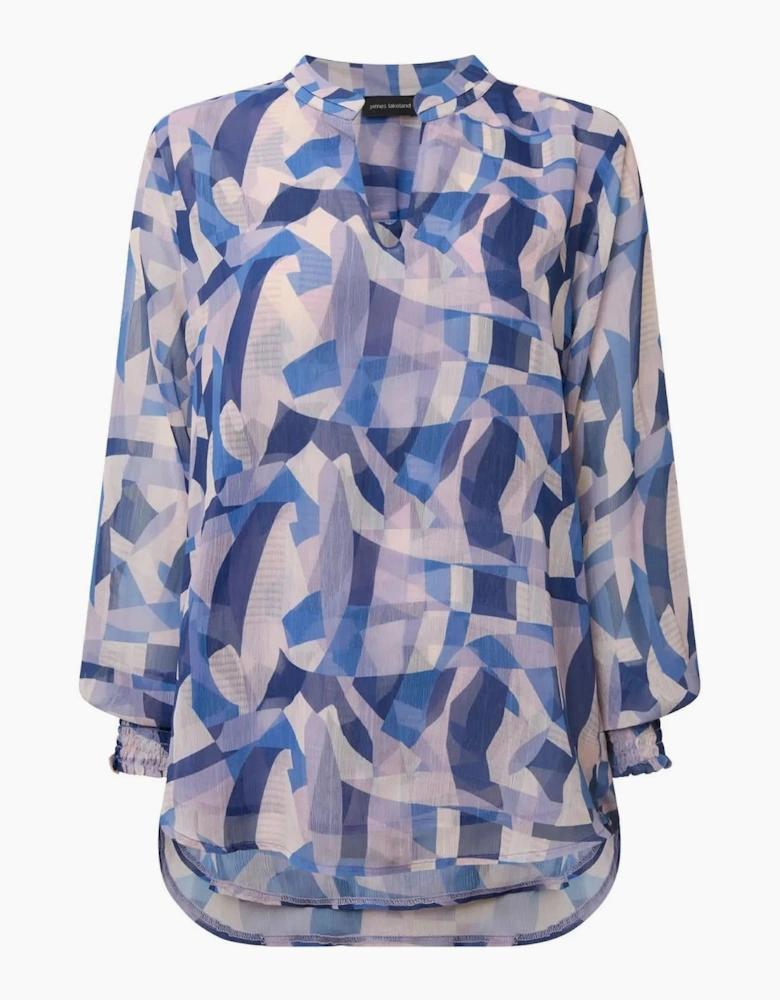 Blue Mosaic Print Blouse