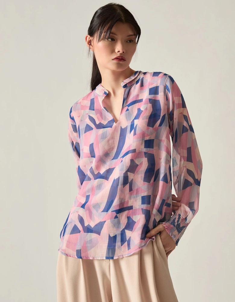 Pink Mosaic Print Blouse