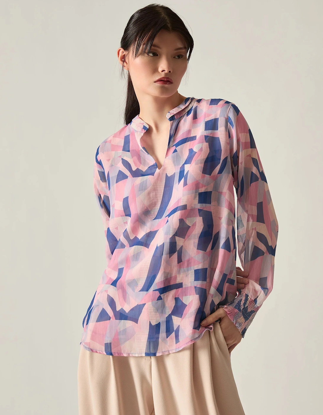 Pink Mosaic Print Blouse
