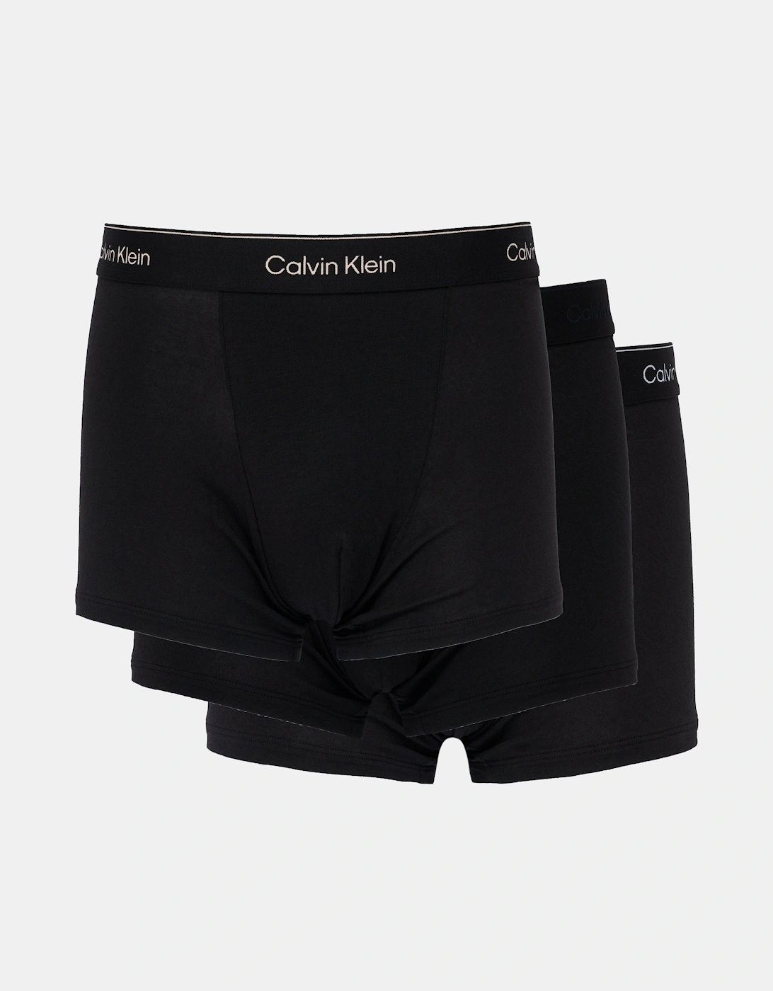 Men's Calvin Klein 3 Pack Icon Cotton Stretch Mens Relaxed Fit Trunks - Heavenly Iris Logo - Black - Size: 37/36/32
