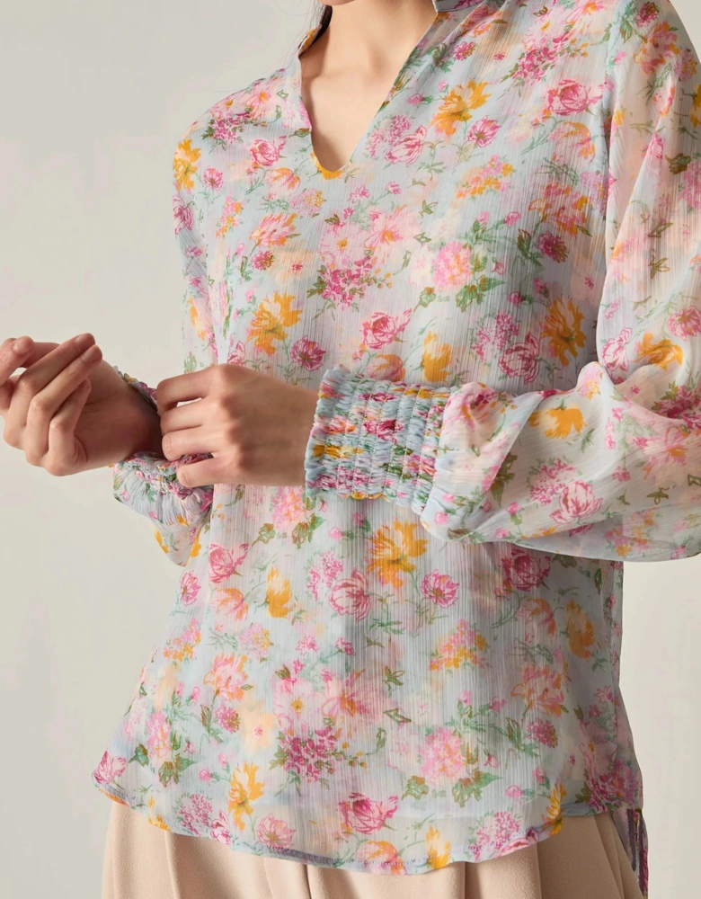 Vintage Floral Print Blouse