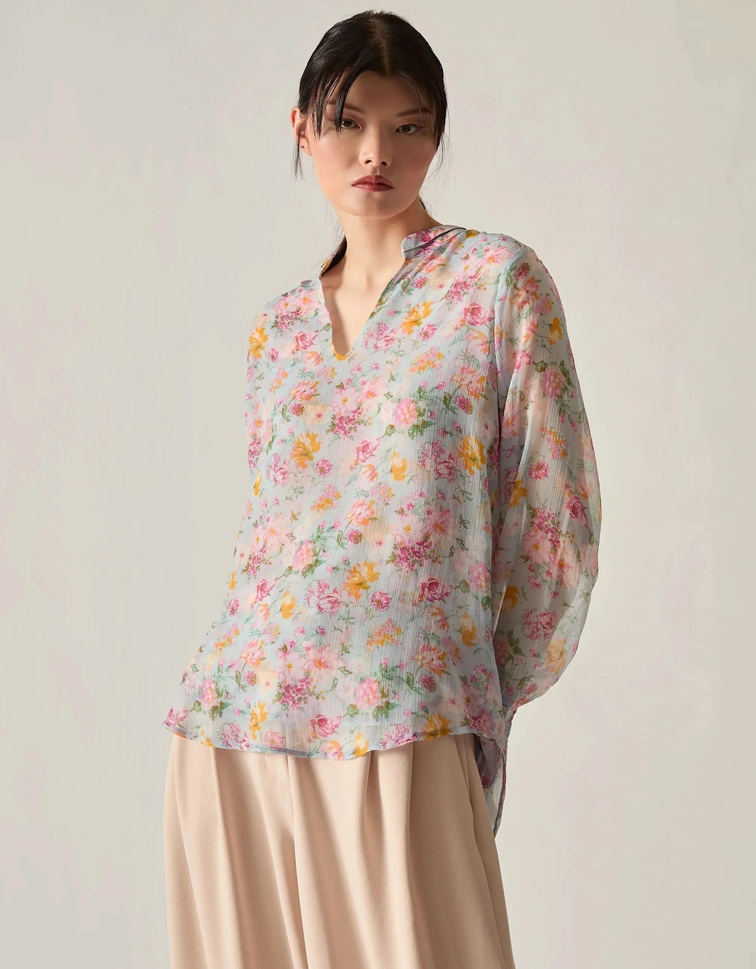 Vintage Floral Print Blouse