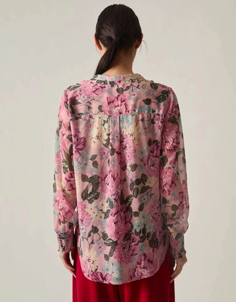 Pink Peony Print Blouse