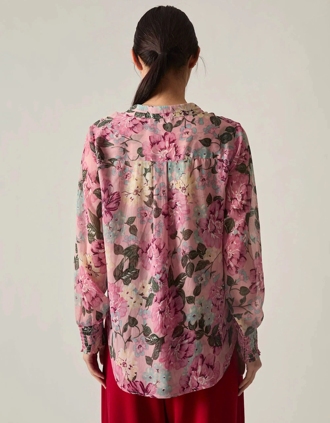 Pink Peony Print Blouse