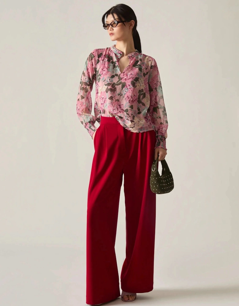 Pink Peony Print Blouse