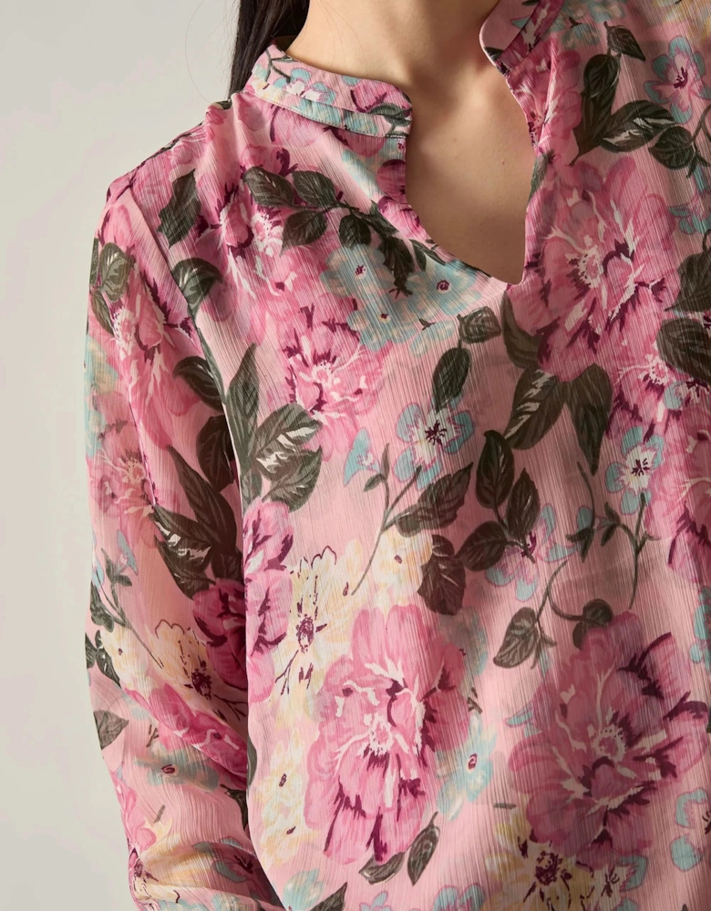 Pink Peony Print Blouse