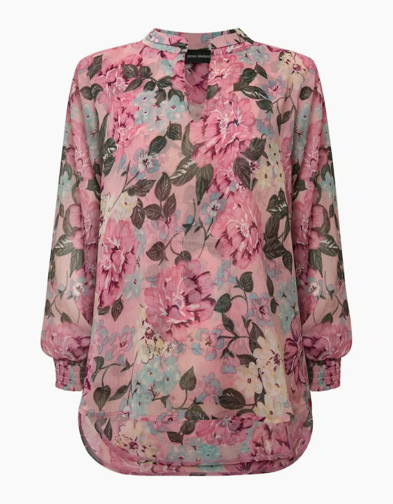 Pink Peony Print Blouse