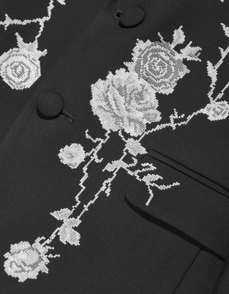 Maison Ava Boys Floral Lucien Blazer in Black