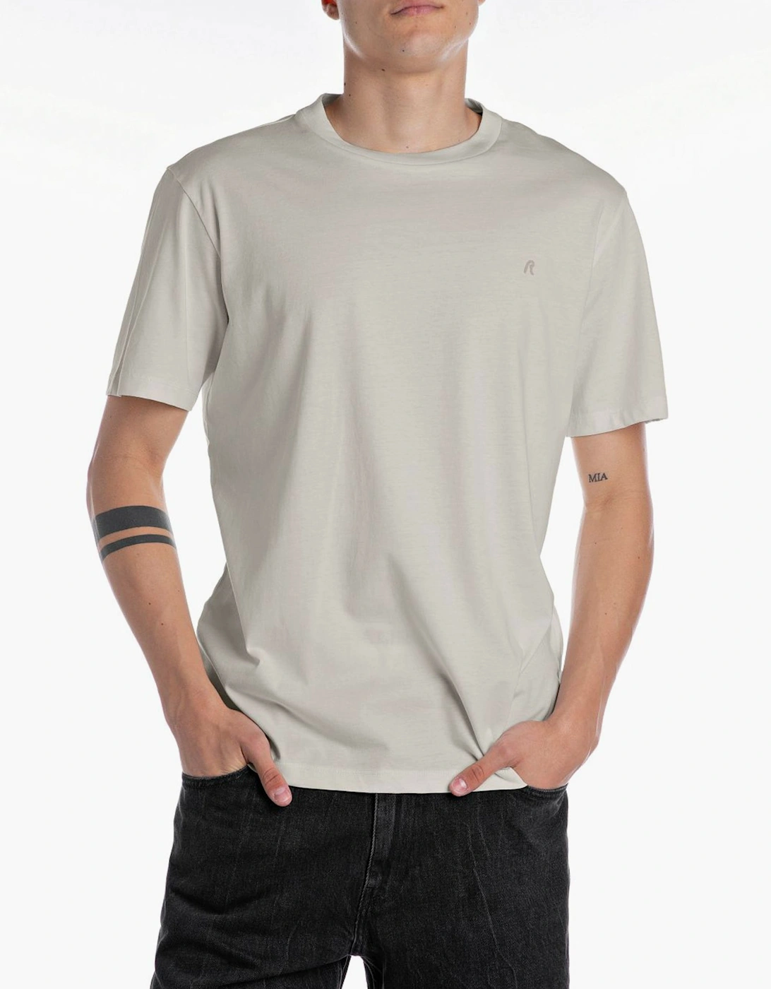 Replay R logo crew neck premium t-shirt STONE