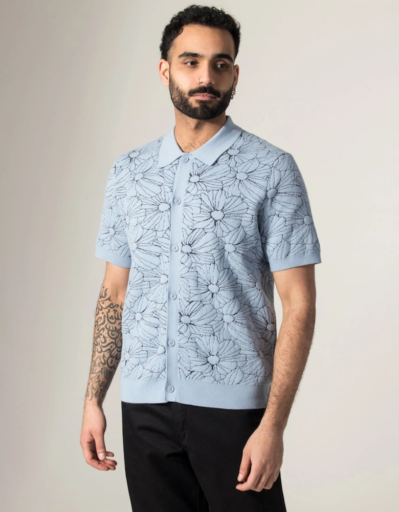 Tellaro Flower Jacquard Short Sleeve Shirt