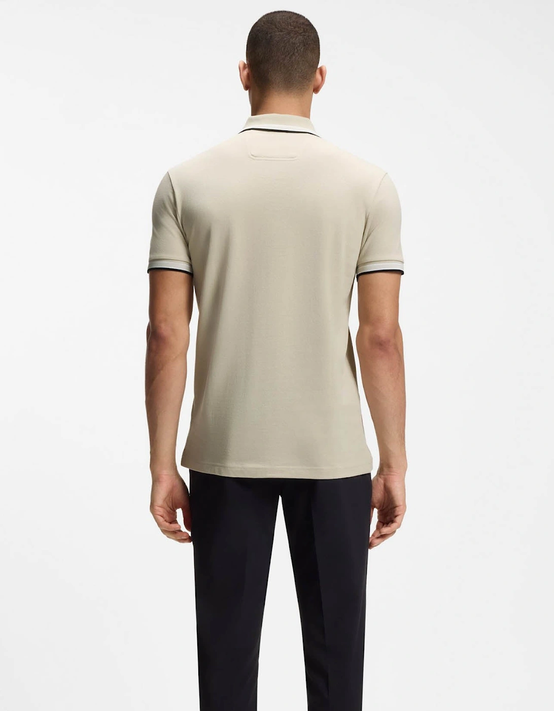 BOSS Green Paddy Mens Cotton-Piqué Polo Shirt with Contrast Logo - Light Beige 276