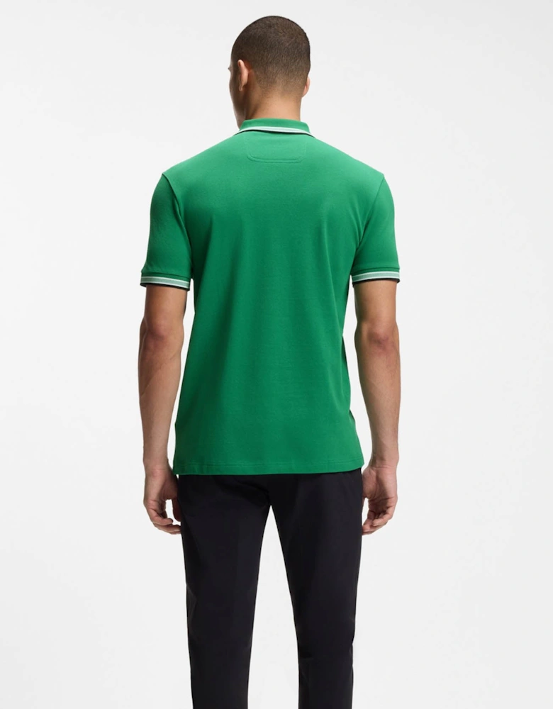 BOSS Green Paddy Mens Cotton-Piqué Polo Shirt with Contrast Logo - Bright Green 320