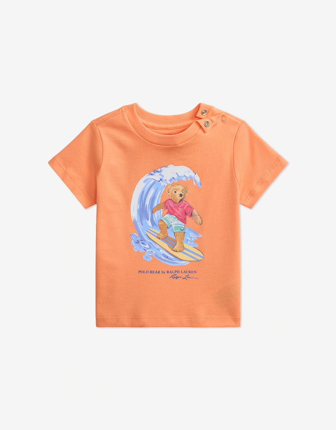 Ralph Lauren Boys Orange Baby Polo Bear Jersey T-Shirt In  12-18 Months 18 Months Kids